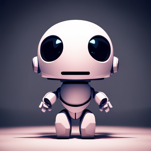 tiny, cute robot, front facing view, low poly, rubber, playful colors, futuristic, geometric shapes, minimalistic design, 3D modeling, animation, small scale