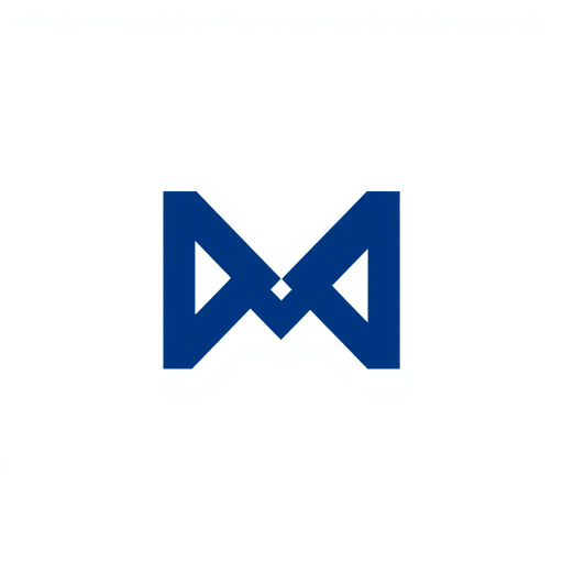 abstract M lettermark, geometric precision, two thick diagonal lines, sharp V convergence, bold solid indigo, minimal modern logo, geometric shapes, Bauhaus influence, dynamic symmetry, clean lines, minimalism, stark contrast, white background, conceptual simplicity, contemporary aesthetics, high-impact clarity