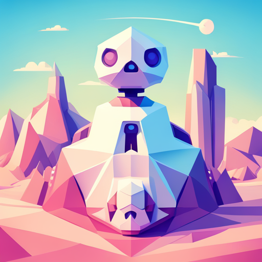 cute bot, vector, low-poly, 3D modeling, digital medium, geometric shapes, cubism, bright colors, playful, whimsical, childish, simple shapes, angular, fun, cute