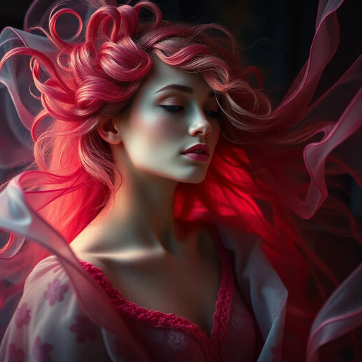 ethereal beauty, renaissance elegance, chiaroscuro lighting, vivid color palette, intricate detail, soft textures, Johann Heinrich Füssli influence, timeless grace, emotional depth, flowing movement, delicate features, dreamlike atmosphere, harmonious composition, rich tapestry, serene expression, classical influence, vibrant hues, radiant glow, intricate patterns, subtle symbolism