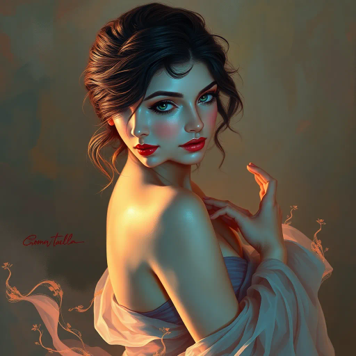 elegant femmes, graceful posture, intricate fashion, ethereal beauty, soft lighting, romantic era, impressionistic brushstrokes, pastel hues, delicate textures, feminine elegance, serene expressions, renaissance influences, flowing fabrics, atmospheric composition, refined aesthetics, timeless allure, enchanting aura, subtle movement, classical themes, Claude Monet, Edgar Degas, Raphael, chiaroscuro, delicate pastels, harmonious balance, historical richness, fine detail, luminous glow, cultural grace, narrative depth, portraiture, emotive grace, evocative ambiance