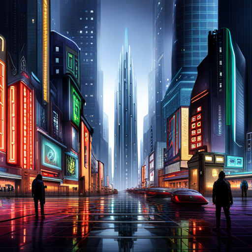 futuristic, sci-fi, cyberpunk, neon lights, dystopian, advanced technology, victory, rebellion, dark alleys, towering skyscrapers, cybernetic enhancements, luminous signs, resilient heroes, urban jungle, neon-punk