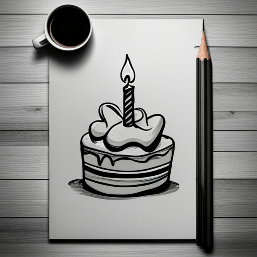 birthday celebration, pencil sketch, templates