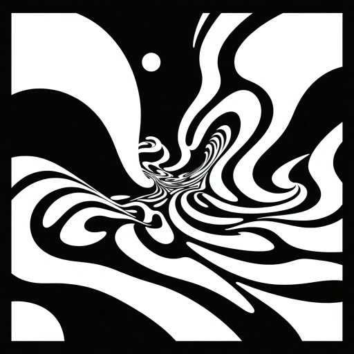 geometric shapes, intricate patterns, flowing lines, minimalist design, abstract expression, monochrome palette, dynamic movement, M.C. Escher influence, precise detailing, linear perspective, conceptual exploration, visual harmony, contour emphasis, spatial depth, contemporary influence, surreal geometry, optical illusion, mathematical artistry, avant-garde composition, abstract forms, pen and ink medium, black and white contrast, intersecting lines, detailed tessellation, fluid dynamics, rhythmic patterns, creative geometry, fine linework, subtle gradients, modern abstraction, artistic innovation, interlocking forms, infinite loops, Escherian landscapes, artistic paradox