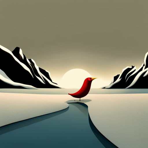 surrealism, winter, playful, graphical, Arctic waddle, animation, looping, sliding, comedy