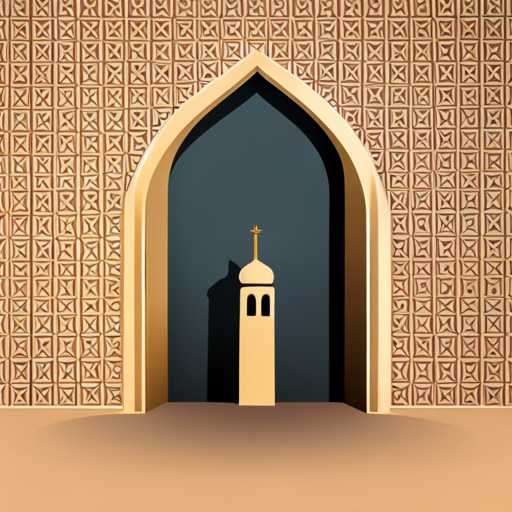 masjid symbol, border, shadow, time, 04:10, caption, 7 minutes walking distance, app opening screen