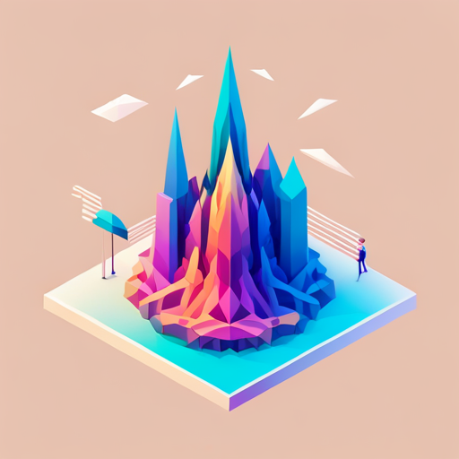 vector graphics, generative art, exploration, iconography, polygonal shapes, minimalistic composition, vibrant colors, algorithmic design, geometric patterns