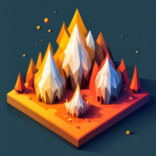 abstract, geometric shapes, low-poly, fire emoji, vibrant colors, sharp edges, digital art