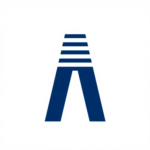 bold letter M, parallel strokes, tapering structure, upward hierarchy, indigo blue, geometric precision, vector design, minimalist aesthetic, structural elegance, balance and symmetry, clean composition, white background, modernist influences, Bauhaus geometry, minimal lines, disciplined form, artistic clarity, abstract expression, Kandinsky inspiration, harmonious contrast, flat color fields, innovative typographic elements, Swiss design principles, mid-century modern vibes