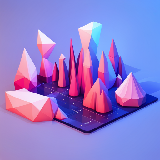 Low poly, geometric shapes, news broadcasting, artificial intelligence, signal transmission, mobile app, icon design, technology, polygonal 3D modelling, communication, interface design