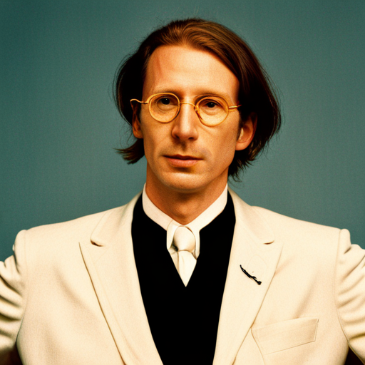 wes anderson, film director, quirky, symmetrical, pastel colors, vintage, intricately designed sets, playful, whimsical, dry humor, ensemble cast, retro, 1960s, unique character costumes, colorful props, intricate framing, angled camera shots, artistic composition, vintage typography, surrealism