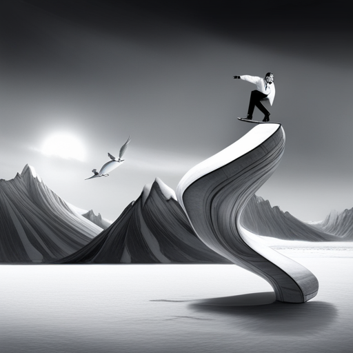 Surrealism, Winter, Playful, Monotone, Graphical, Arctic Waddle, Animated, Looping, Ice, Sliding, Comedy, Fantasy, Symbolism, Emotion, Melancholic, Perspective, Lighting