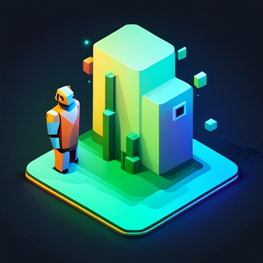 Isometric perspective, Plastic materials, Robot art, Digital medium, Pop art, Geometric shapes, Scale, App mascot, Vibrant colors