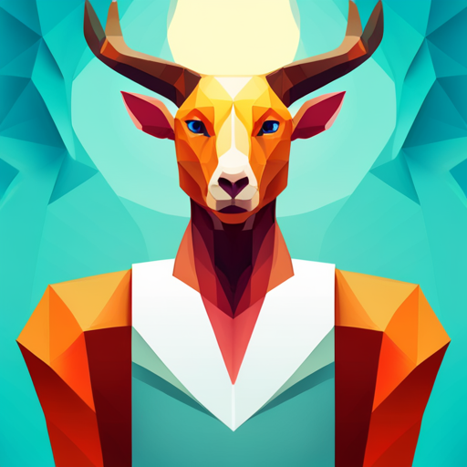 geometric shapes, modernism, vibrant color palette, polygonal aesthetic, robotic, animalistic, antlers, small, low-poly