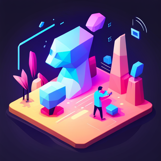 Isometric perspective, Plastic materials, Robot art, Digital medium, Pop art, Geometric shapes, Scale, App mascot, Vibrant colors