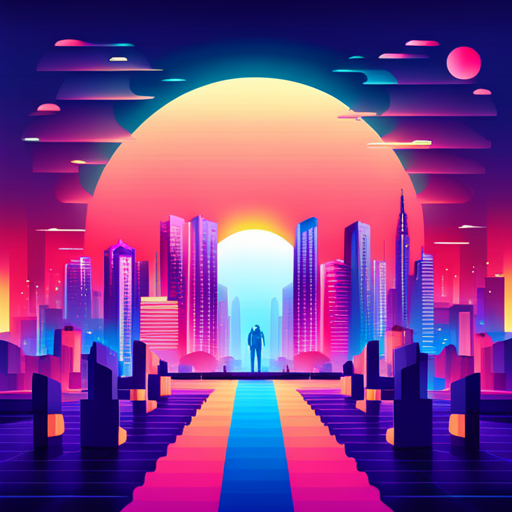 retro-futurism, sci-fi, technology, geometric-shapes, neon-lights, chrome, vaporwave, vector-art, abstract, pastel-colors