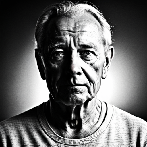 portrait, black and white, contrast, facial expression, realism, monochrome, shadows, wrinkles, aging, character, masculinity, intensity, emotion, gaze, human, identity, vulnerability, strength, depth