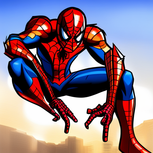 Spiderman, action, superhero, comic book, dynamic, intense, fight, big, scary, monster, vibrant colors, dramatic lighting, high energy, motion lines