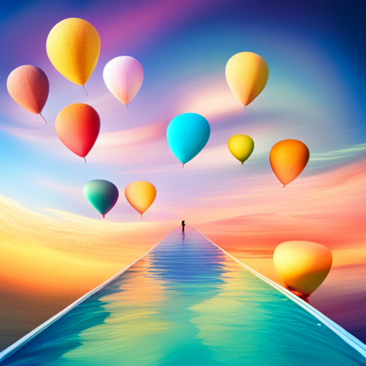 colorful-balloons, floating, vibrant, joyful, celebration, party, whimsical, surreal, dreamlike, fantasy, fantasy-art, soft pastel colors, playful, cheerful, movement, organic shapes, transparent, light, shadows