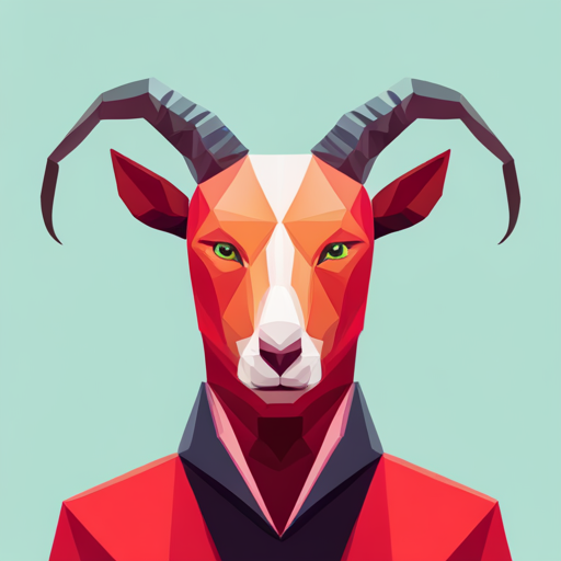 abstract, vector, low-poly, small, goat, antlers, robot