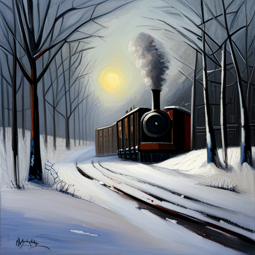 a black and white photograph capturing a steam locomotive in motion, taken during a blizzard, influenced by Kees Maks' figurative oil on canvas paintings, showcasing detailed textures and realistic lighting, exuding a sense of nostalgia and isolation in the snowy landscape