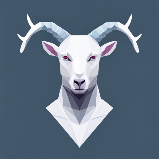 abstract, vector, low-poly, geometric shapes, small, goat, antlers, robot, machine, white background