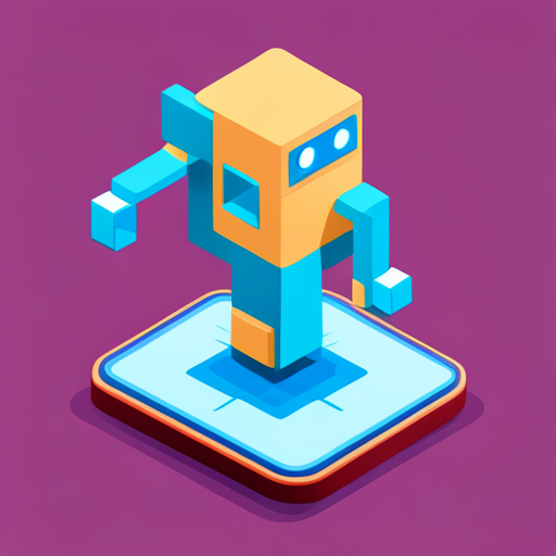 isometric, plastic, robot, app, sunglasses, white background, minimalist, 3D modeling, low-poly, geometric shapes