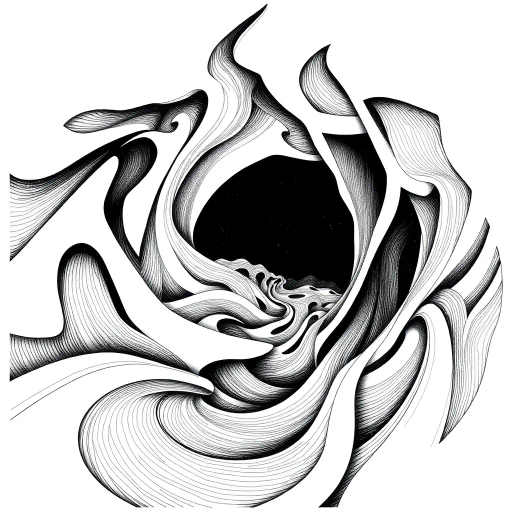 geometric shapes, intricate patterns, flowing lines, minimalist design, abstract expression, monochrome palette, dynamic movement, M.C. Escher influence, precise detailing, linear perspective, conceptual exploration, visual harmony, contour emphasis, spatial depth, contemporary influence, surreal geometry, optical illusion, mathematical artistry, avant-garde composition, abstract forms, pen and ink medium, black and white contrast, intersecting lines, detailed tessellation, fluid dynamics, rhythmic patterns, creative geometry, fine linework, subtle gradients, modern abstraction, artistic innovation, interlocking forms, infinite loops, Escherian landscapes, artistic paradox