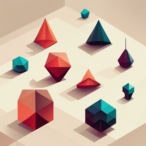 geometric shapes, polygons, 3D modeling, robotic, animal, goat, low detail, small scale, abstract, vector art