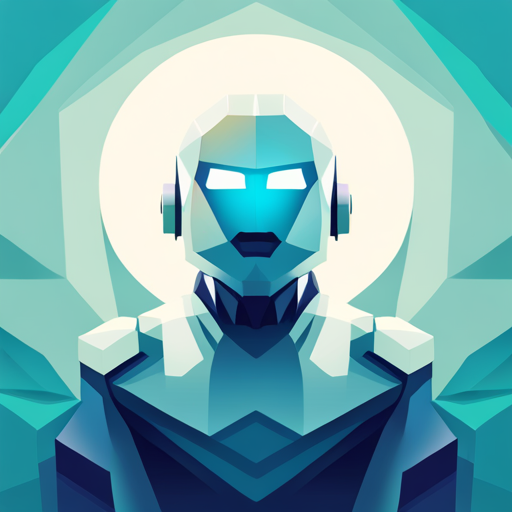 a small, friendly robot rendered in low-poly style with geometric shapes, featuring a front-facing view and a white background