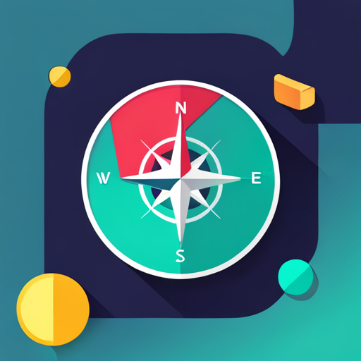 modern, minimalistic, flat-design, symbolic, navigation, technology, compass, app, icon