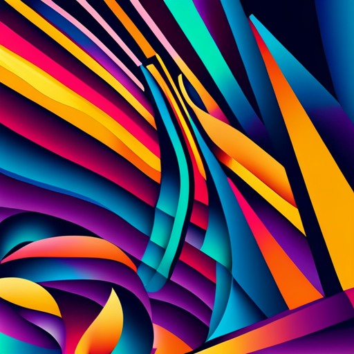 retro-futurism, abstract, vector, geometric-shapes, retro-styles, 80s, neon-lights, sci-fi, futuristic, angular-movement, interlocking-patterns, vibrant-colors, parallel-lines, repeating-shapes, vibrant-glow, minimalism, symmetry