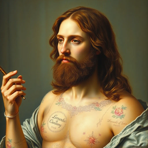 Renaissance genius, Leonardo da Vinci, intricate sketches, chiaroscuro lighting, detailed anatomy, golden ratio, ethereal elegance, historical brilliance, tempered brush strokes, subtle gradients, visionary intellect, Mona Lisa's smile, Vitruvian geometry, timeless innovation, harmonious balance, sfumato technique, Italian mastery, artistic revolution