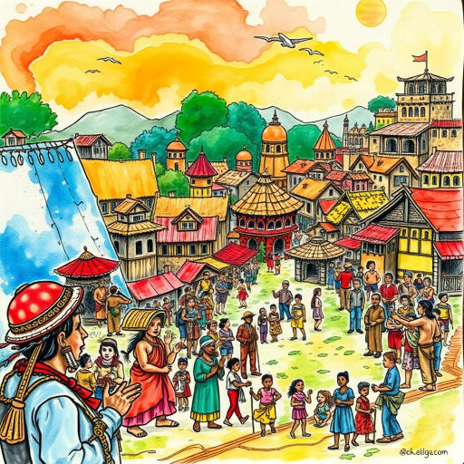 vintage, educational scene, Norman Rockwell influence, dynamic composition, diverse characters, primary colors, detailed line work, classroom setting, historical context, engaging storytelling, cultural exploration, emotional expressions, teaching moment, narrative depth, traditional techniques, cultural diversity, vibrant illustrations, storytelling dynamics, educational theme