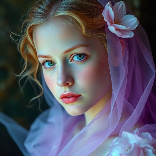 ethereal beauty, youthfulness, renaissance art, vibrant colors, soft lighting, delicate textures, emotion of wonder, baroque influences, modern twist, dreamy atmosphere, surreal composition, elegant forms, luminescent glow, intricate details, romanticism, fluid movement, timeless elegance, gentle expressions, harmonious balance, enchanting allure
