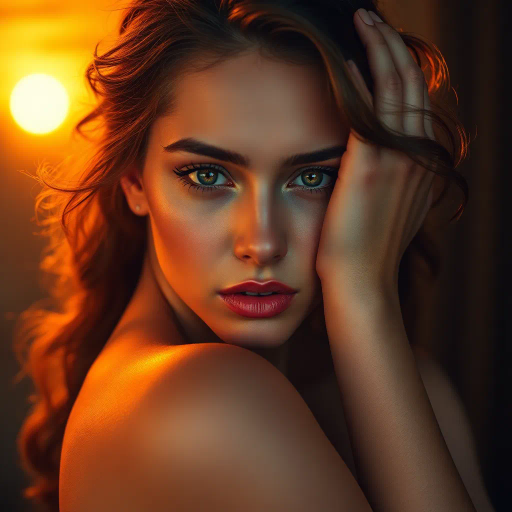 athletic female, fitness, dynamic movement, hyper-realism, chiaroscuro lighting, Michelangelo, vivid contrast, anatomical precision, energy and vitality, Renaissance influence, modern fitness culture, intricate muscle definition, motivational aura, empowering stance, sleek form, contemporary sportwear, warm tones, focus and determination, spatial depth, vibrant energy, balance and strength, dynamic composition