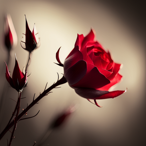 macro photography, romanticism, petals, rich red, thorns, delicate, sensuous, emotions, beauty, fragility