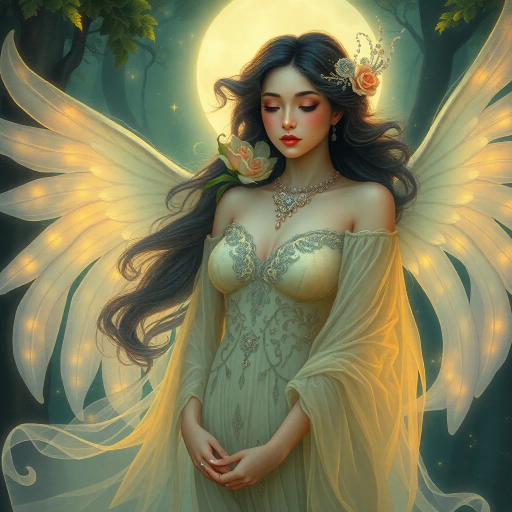 ethereal woman, renaissance lighting, dramatic contrasts, vibrant hues, delicate textures, impressionist influences, emotionally evocative, modern twist, surrealism undertones, dynamic composition, fluid movement, Baroque era inspiration, intricate details, fantastical elements, cultural richness, harmonious balance, mythical aura, expressive gesture, lively ambiance, magical realism, soft brushstrokes, timeless beauty