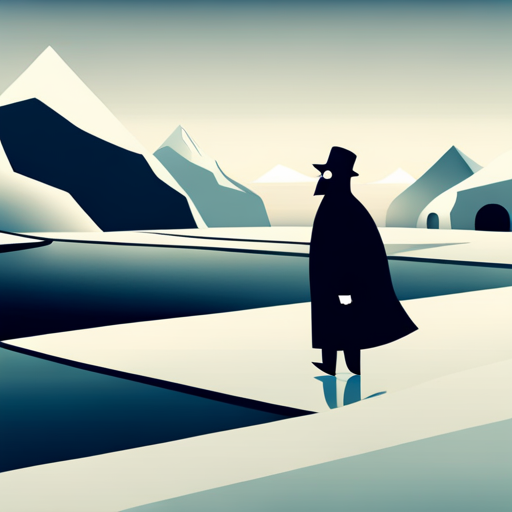 surrealism, winter, playful, monotone, graphical, Arctic waddle, animated, looping, ice, sliding, comedy