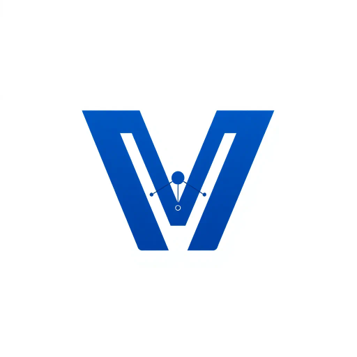 abstract letter M logo, parent node, child nodes, thin branching lines, tree hierarchy, indigo gradient, minimal vector design, white background, geometric abstraction, modernist influence, Bauhaus, clean lines, connection symbolism, hierarchical structure, conceptual design, negative space, visual balance, contemporary aesthetics