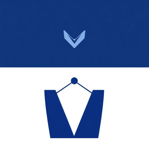 minimalist, bold, letter M, logo design, solid geometric shapes, V-shaped connectors, branching lines, hierarchy symbolism, indigo blue color palette, flat vector style, clean composition, modern SaaS branding, software aesthetics, white background, high-tech elegance, contemporary design, clarity, sleek presentation, geometric precision, corporate identity, monochromatic balance, visual hierarchy