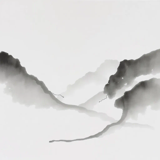 traditional chinese ink wash, minimalistic elegance, serene landscapes, Liu Shou-Kwan, soft gradients, flowing brushwork, monochrome palette, delicate textures, introspective mood, atmospheric depth, ancient Chinese heritage, meditative visuals, harmonious balance, elegant simplicity, cultural symbolism, elegant calligraphy, ethereal mists, timeless beauty, spiritual journey, intricate line quality, profound serenity, tranquil tone, classical composition, restrained palette, intrinsic harmony, digital landscape, modern interpretation, artistic refinement, spiritual reflection, dynamic fluidity