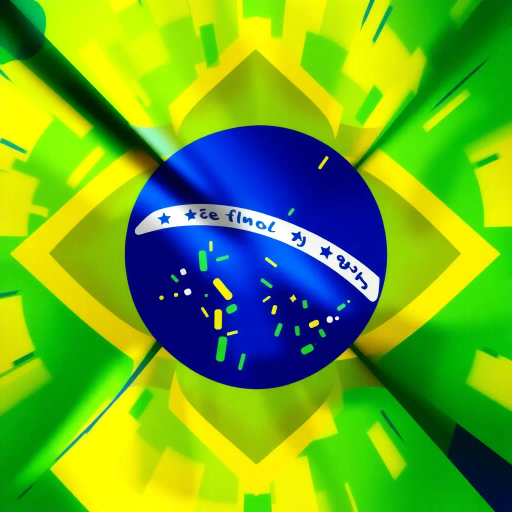 Brazilian flag, vibrant colors, modern digital interpretation, geometric shapes, vivid green, deep yellow, midnight blue, iconic symbolism, cultural pride, Henri Matisse influence, abstract representation, energy and movement, tropical essence, contemporary twist, luminosity, dynamic composition, national identity, artistic expression, unity and diversity, celebration of heritage, bold contrasts, visual impact, conceptual artistry, emotive design