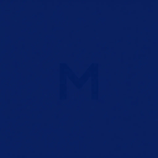 bold M logo mark, solid geometric letter, structured layers, subtle thin horizontal connector lines, indigo on white, modern minimal SaaS branding, flat vector, modernist simplicity, Bauhaus influence, clean design, minimalist aesthetics, structured composition, primary color palette, geometric precision, visual balance, negative space utilization, corporate identity, digital branding, contemporary design language, clarity in form