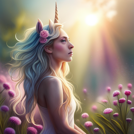 unicorn, flower, fantasy, magical, mythical, creature, nature, vibrant colors, whimsical, ethereal, dreamlike, surreal, fairytale, enchanting, delicate, graceful, mythical beast, flora, fauna, majestic, mystical, otherworldly, beauty, fantasy landscape, soft focus, fantastical elements