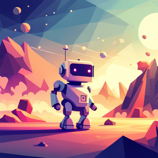 cute, robot, vector art, geometric shapes, low-poly, isometric, bright colors, flat shading