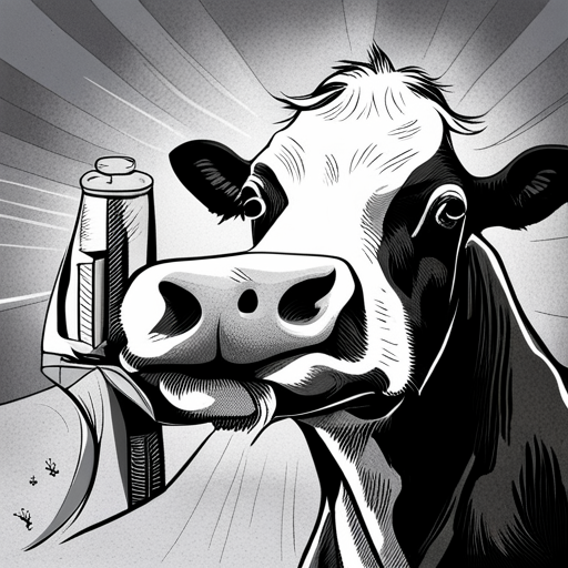 black and white, cow, taking, cartoon, milk bottle, humor, illustration, graphic novel, pop art, ink, line work, contrast, exaggerated, funny, satire, speech bubbles, narrative, action, cartooning, motion lines, expression, anthropomorphic, bold, comedy, storytelling