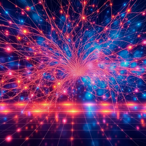 futuristic ai mind map, digital networks, interconnected nodes, vibrant colors, neural pathways, technology-inspired, abstract shapes, cybernetic theme, intricate patterns, artificial intelligence, contemporary design, computer graphics, minimalist aesthetic, dynamic flow, interconnected lines, data visualization, glowing elements, conceptual art, modern futurism, digital connectivity