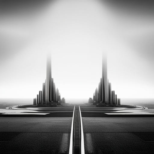 Futuristic, mechanical, sci-fi, vector, geometric shapes, monochrome, symmetry, sleek, minimalist