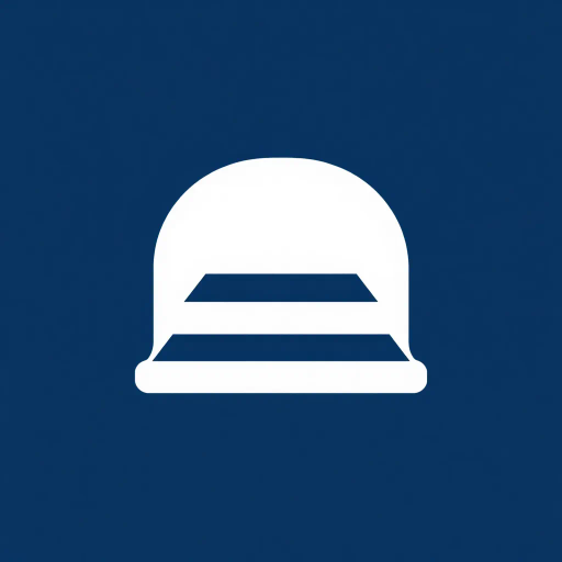 abstract, minimalist logo, geometric letter M, thin horizontal lines, hierarchy, ladder rungs, solid indigo blue, crisp vector design, white background, modern typography, Bauhaus influence, clean composition, precise geometry, vector graphics, contemporary aesthetic, graphic design, minimalism, line weight variation, symbolic representation, structured layout